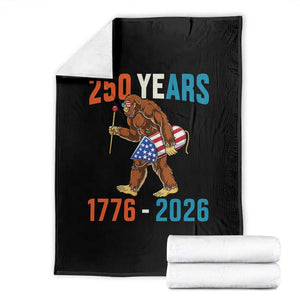 Bigfoot America 250 Throw Blanket Funny Sasquatch American Flag Fireworks Fourth of July TS14 Black Print Your Wear