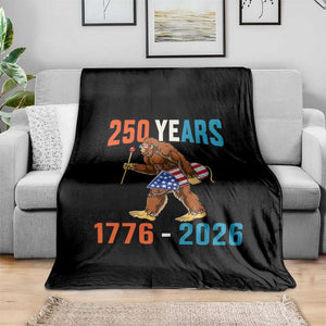 Bigfoot America 250 Throw Blanket Funny Sasquatch American Flag Fireworks Fourth of July TS14 Print Your Wear