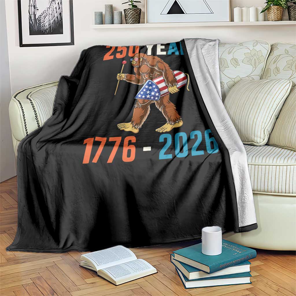 Bigfoot America 250 Throw Blanket Funny Sasquatch American Flag Fireworks Fourth of July TS14 Print Your Wear
