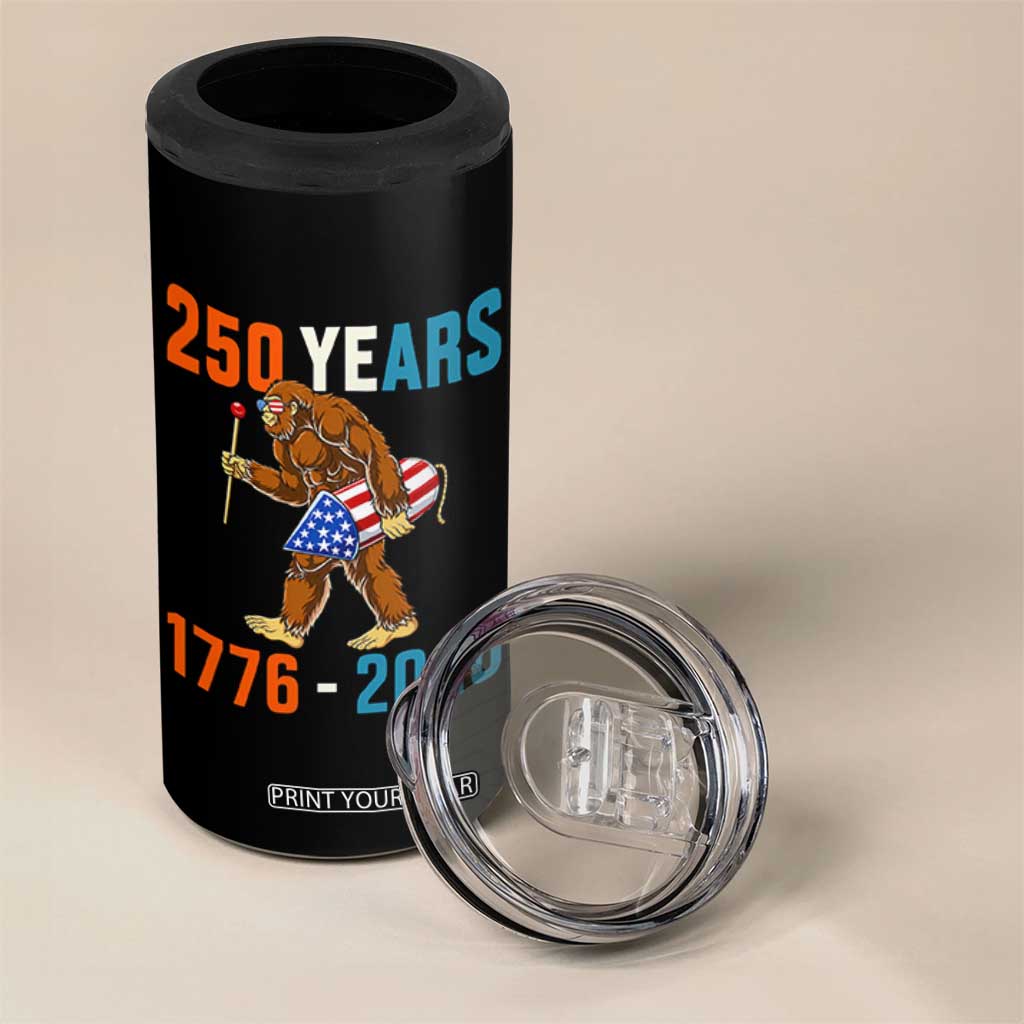 250th Anniversary USA Bigfoot 4 in 1 Can Cooler Tumbler Funny Sasquatch American Flag Fireworks Fourth of July TS14 Print Your Wear
