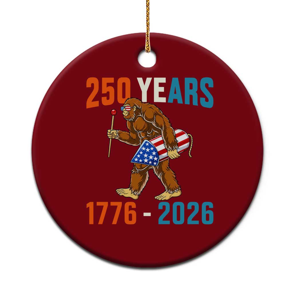 250th Anniversary USA Bigfoot Ceramic Ornament Funny Sasquatch American Flag Fireworks Fourth of July TS14 1pc Red Print Your Wear