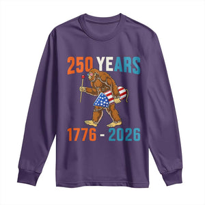 250th Anniversary USA Bigfoot Long Sleeve Shirt Funny Sasquatch American Flag Fireworks Fourth of July TS14 Purple Print Your Wear