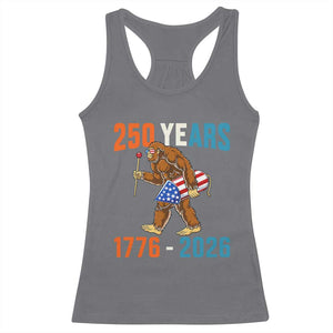 250th Anniversary USA Bigfoot Racerback Tank Top Funny Sasquatch American Flag Fireworks Fourth of July TS14 Charcoal Print Your Wear