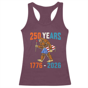 250th Anniversary USA Bigfoot Racerback Tank Top Funny Sasquatch American Flag Fireworks Fourth of July TS14 Maroon Print Your Wear