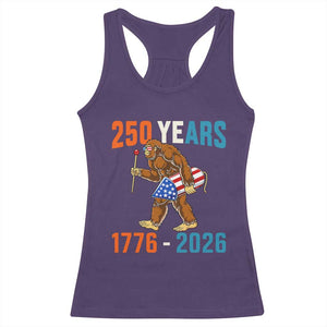 250th Anniversary USA Bigfoot Racerback Tank Top Funny Sasquatch American Flag Fireworks Fourth of July TS14 Purple Print Your Wear