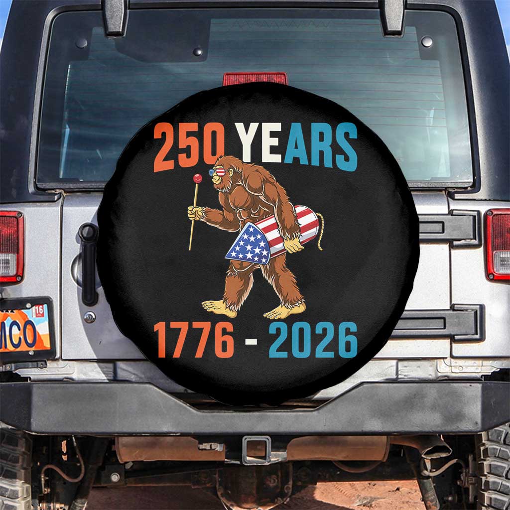 Bigfoot America 250 Spare Tire Cover Funny Sasquatch American Flag Fireworks Fourth of July TS14 No hole Black Print Your Wear