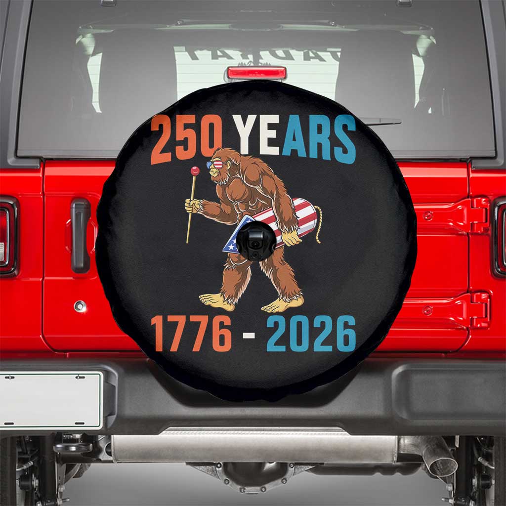 250th Anniversary USA Bigfoot Spare Tire Cover Funny Sasquatch American Flag Fireworks Fourth of July TS14 Black Print Your Wear