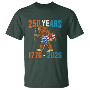 Bigfoot America 250 T Shirt Funny Sasquatch American Flag Fireworks Fourth of July TS14 Dark Forest Green Print Your Wear