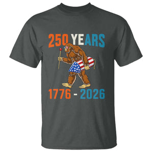 Bigfoot America 250 T Shirt Funny Sasquatch American Flag Fireworks Fourth of July TS14 Dark Heather Print Your Wear