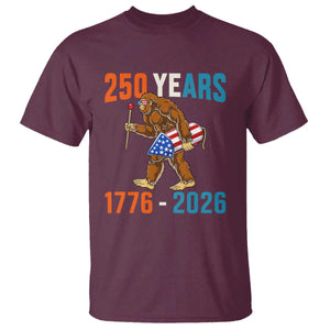 Bigfoot America 250 T Shirt Funny Sasquatch American Flag Fireworks Fourth of July TS14 Maroon Print Your Wear