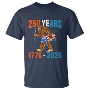 Bigfoot America 250 T Shirt Funny Sasquatch American Flag Fireworks Fourth of July TS14 Navy Print Your Wear