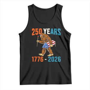 250th Anniversary USA Bigfoot Tank Top Funny Sasquatch American Flag Fireworks Fourth of July TS14 Black Print Your Wear