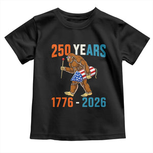 250th Anniversary USA Bigfoot Toddler T Shirt Funny Sasquatch American Flag Fireworks Fourth of July TS14 Black Print Your Wear