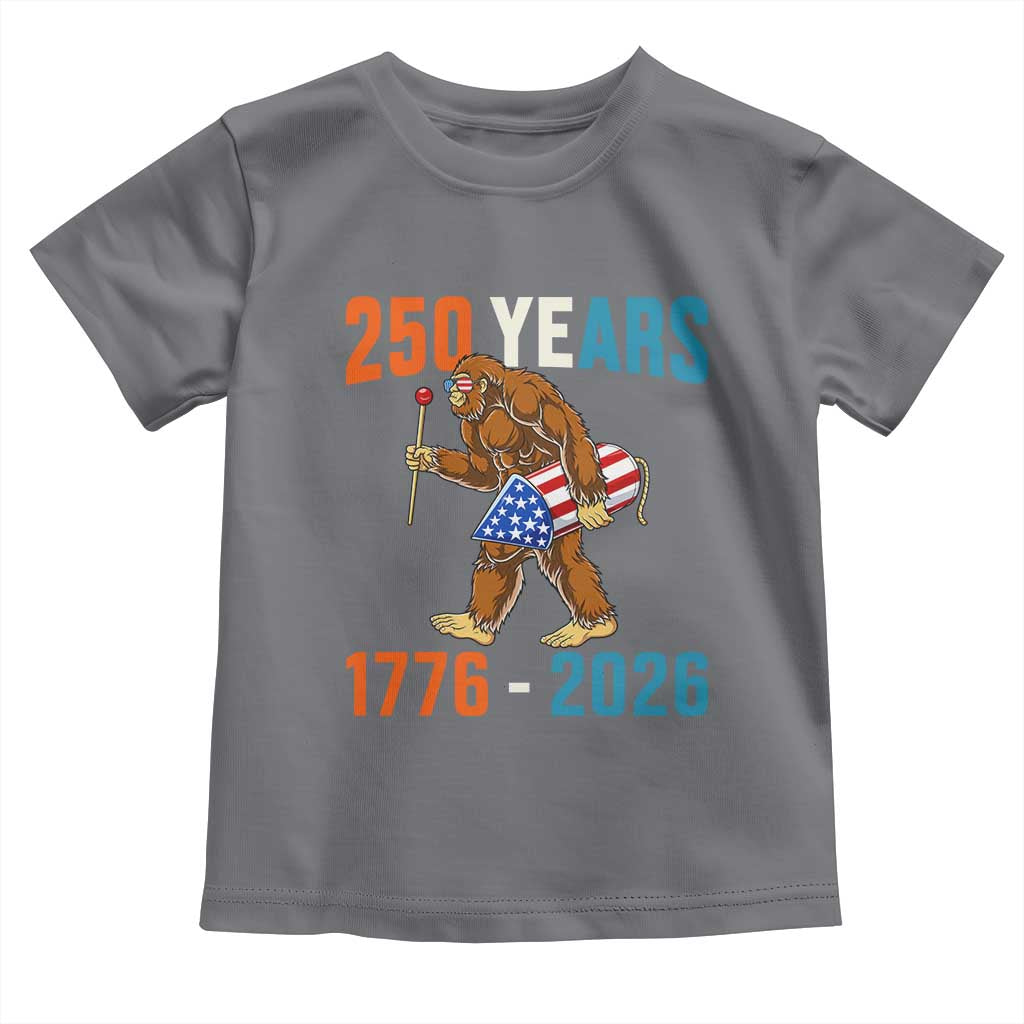 250th Anniversary USA Bigfoot Toddler T Shirt Funny Sasquatch American Flag Fireworks Fourth of July TS14 Charcoal Print Your Wear