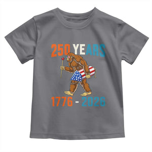 250th Anniversary USA Bigfoot Toddler T Shirt Funny Sasquatch American Flag Fireworks Fourth of July TS14 Charcoal Print Your Wear