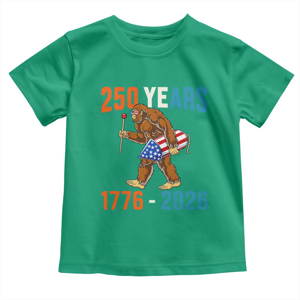 250th Anniversary USA Bigfoot Toddler T Shirt Funny Sasquatch American Flag Fireworks Fourth of July TS14 Irish Green Print Your Wear