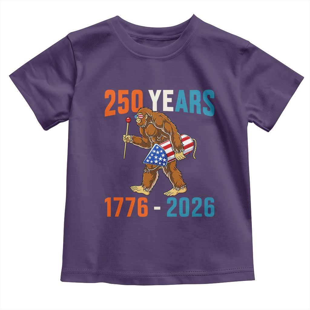 250th Anniversary USA Bigfoot Toddler T Shirt Funny Sasquatch American Flag Fireworks Fourth of July TS14 Purple Print Your Wear