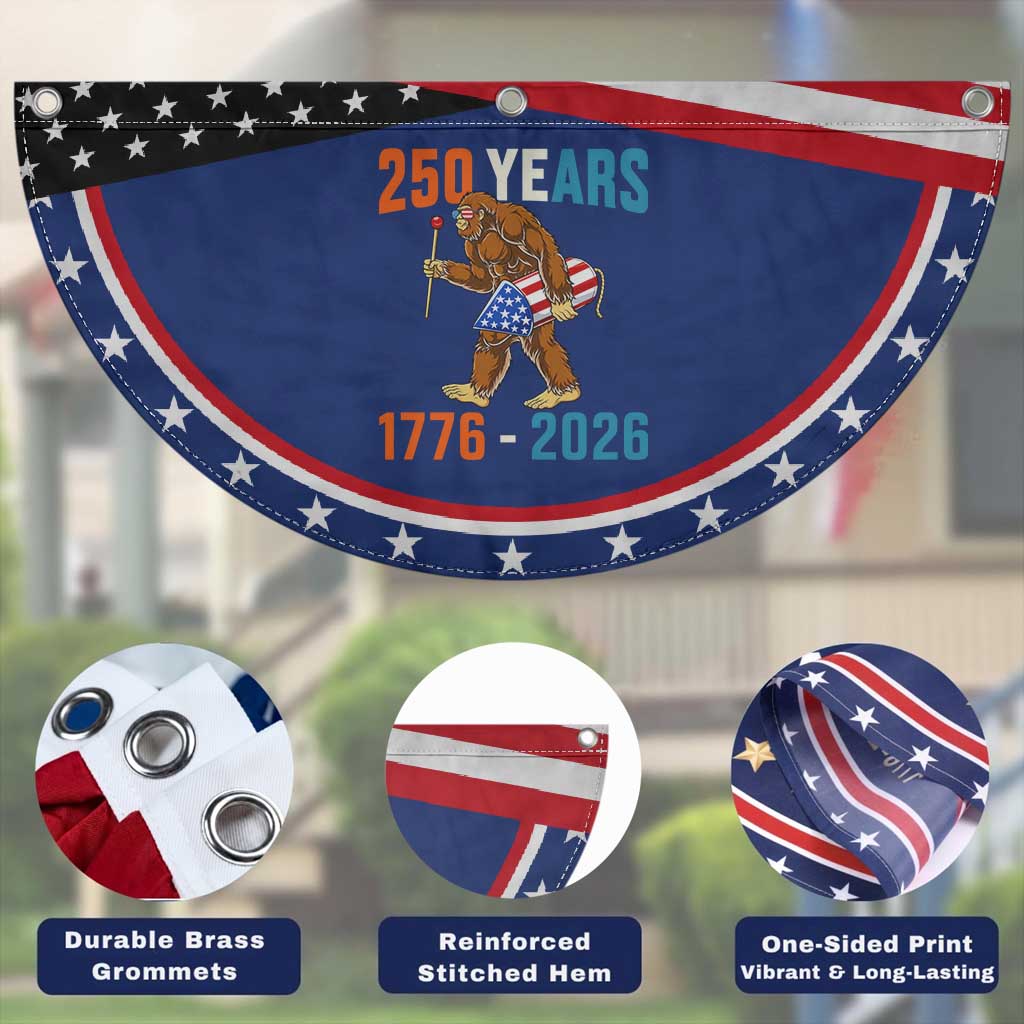 250th Anniversary USA Bigfoot Patriotic Fan Flag Funny Sasquatch American Flag Fireworks Fourth of July