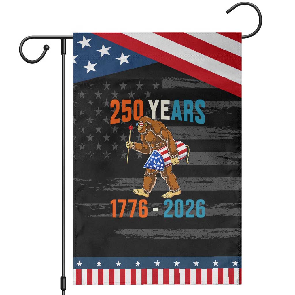 250th Anniversary USA Bigfoot Patriotic Garden Flag Funny Sasquatch American Flag Fireworks Fourth of July TS14 Distressed Black Blue Print Your Wear
