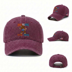 Bigfoot America 250 Washed Cotton Baseball Cap Funny Sasquatch American Flag Fireworks Fourth of July TS14 Washed Cap Universal Fit Burgundy Print Your Wear