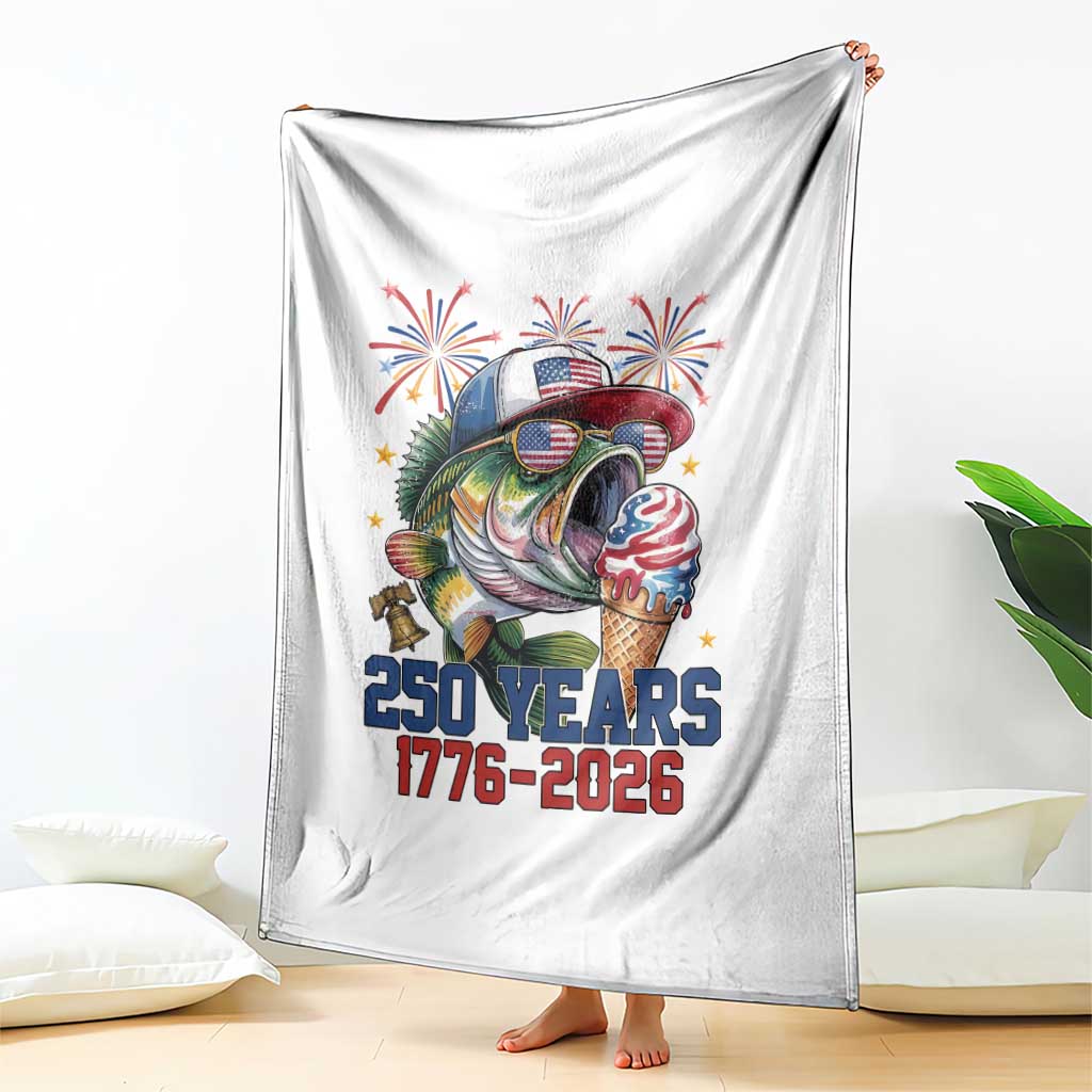 America 250th Fishing Throw Blanket Patriotic Bass Fish American Flag TS14 Print Your Wear