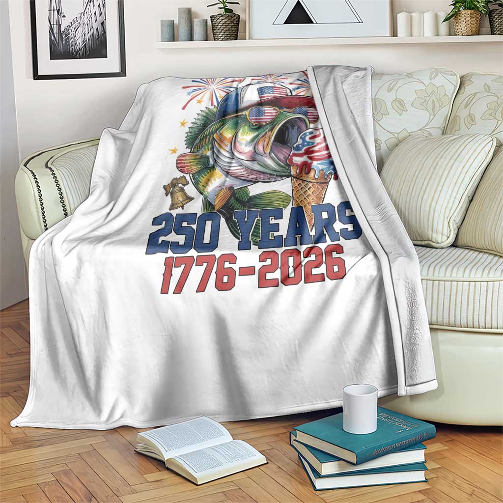 America 250th Fishing Throw Blanket Patriotic Bass Fish American Flag TS14 Print Your Wear