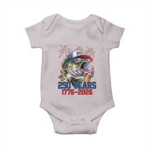 America 250th Fishing Baby Onesie Patriotic Bass Fish American Flag TS14 Ice Gray Print Your Wear