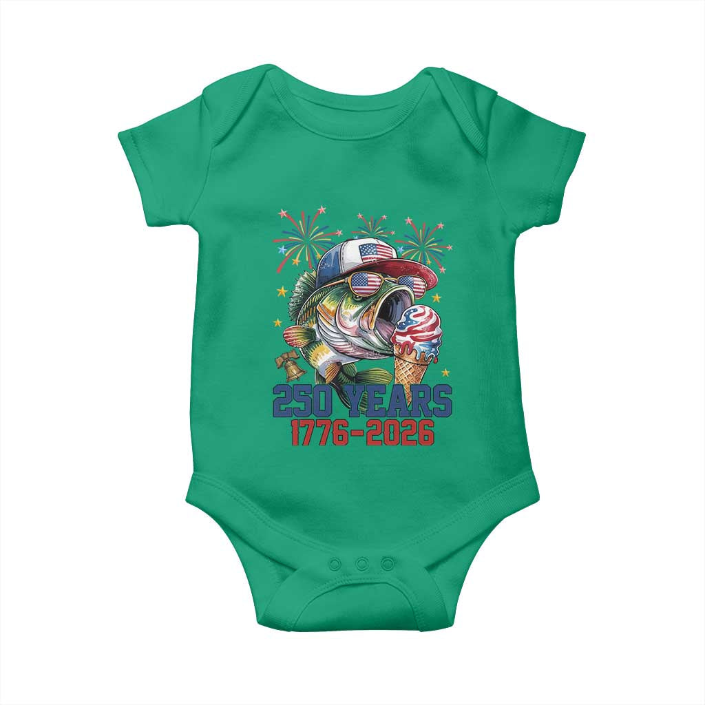 America 250th Fishing Baby Onesie Patriotic Bass Fish American Flag TS14 Irish Green Print Your Wear
