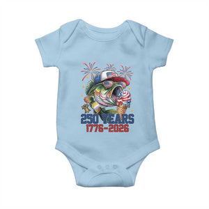 America 250th Fishing Baby Onesie Patriotic Bass Fish American Flag TS14 Light Blue Print Your Wear