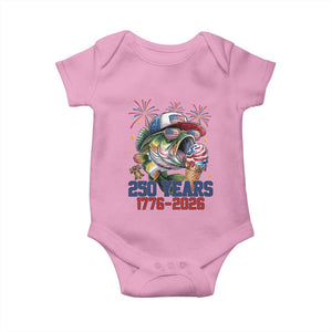 America 250th Fishing Baby Onesie Patriotic Bass Fish American Flag TS14 Light Pink Print Your Wear