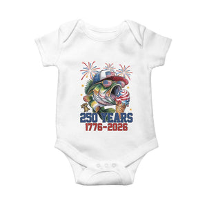 America 250th Fishing Baby Onesie Patriotic Bass Fish American Flag TS14 White Print Your Wear