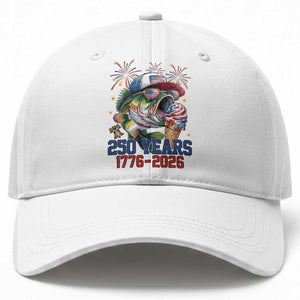America 250th Fishing Baseball Cap Patriotic Bass Fish American Flag TS14 Print Your Wear