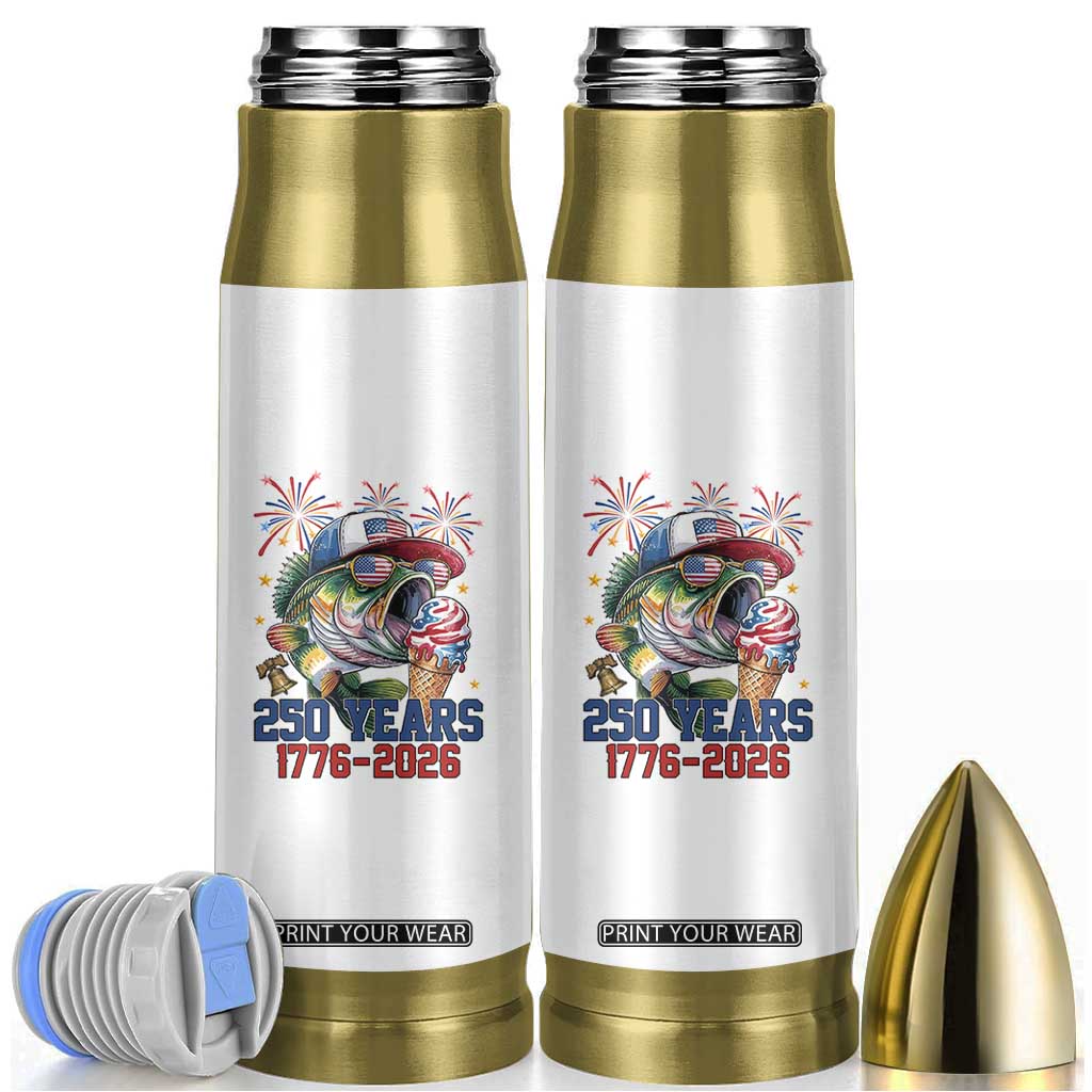 America 250th Fishing Bullet Tumbler Patriotic Bass Fish American Flag TS14 White Print Your Wear