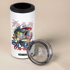 America 250th Fishing 4 in 1 Can Cooler Tumbler Patriotic Bass Fish American Flag TS14 Print Your Wear