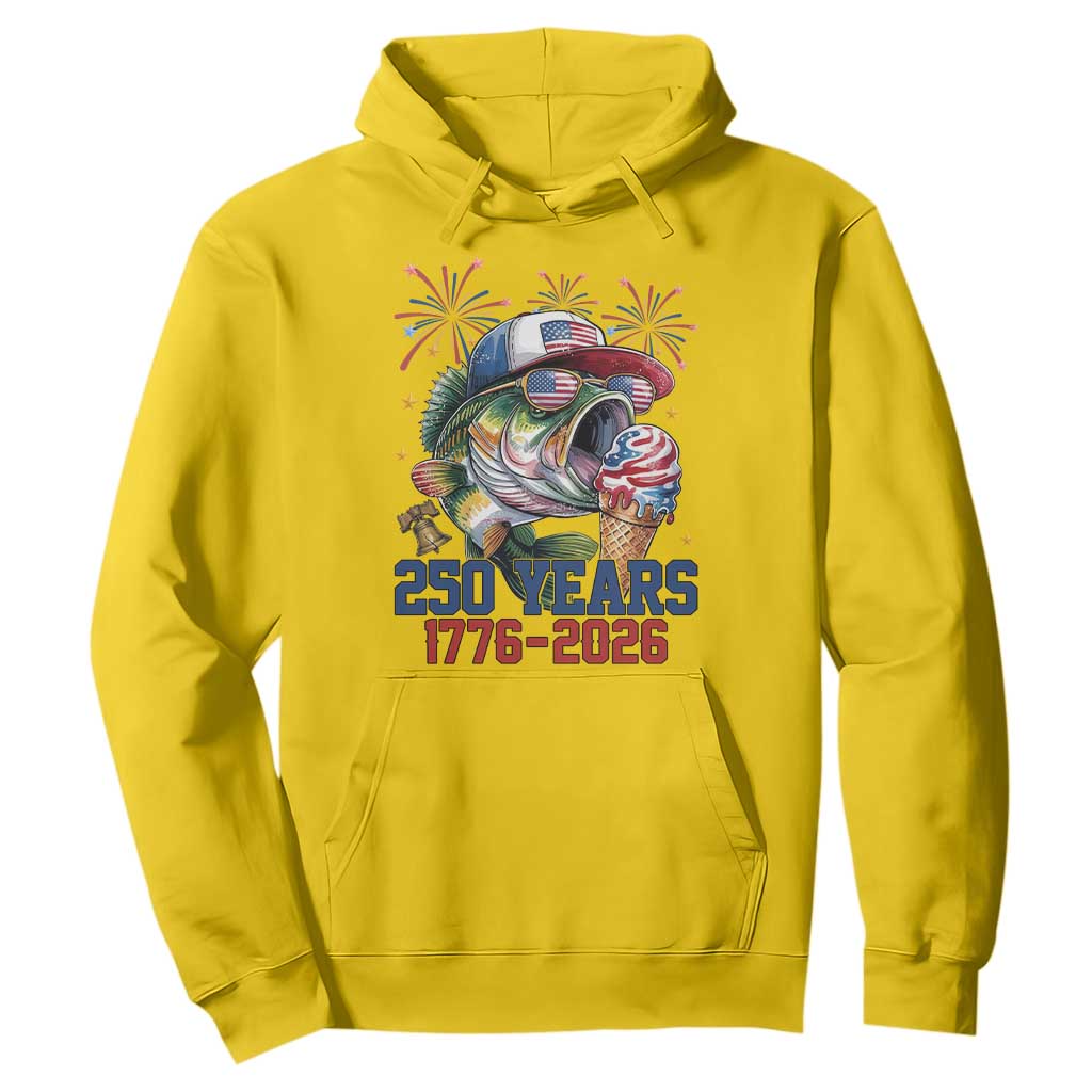 America 250th Fishing Hoodie Patriotic Bass Fish American Flag TS14 Daisy Print Your Wear