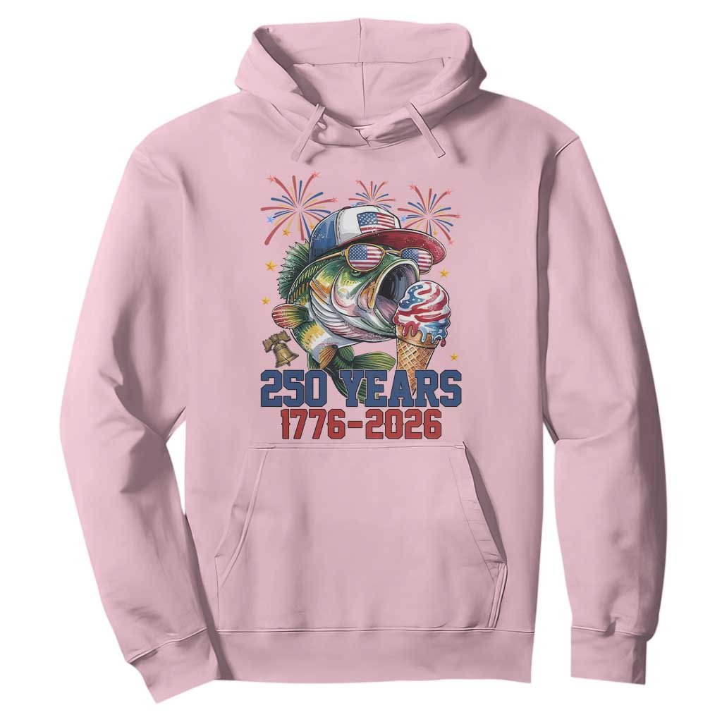 America 250th Fishing Hoodie Patriotic Bass Fish American Flag TS14 Light Pink Print Your Wear
