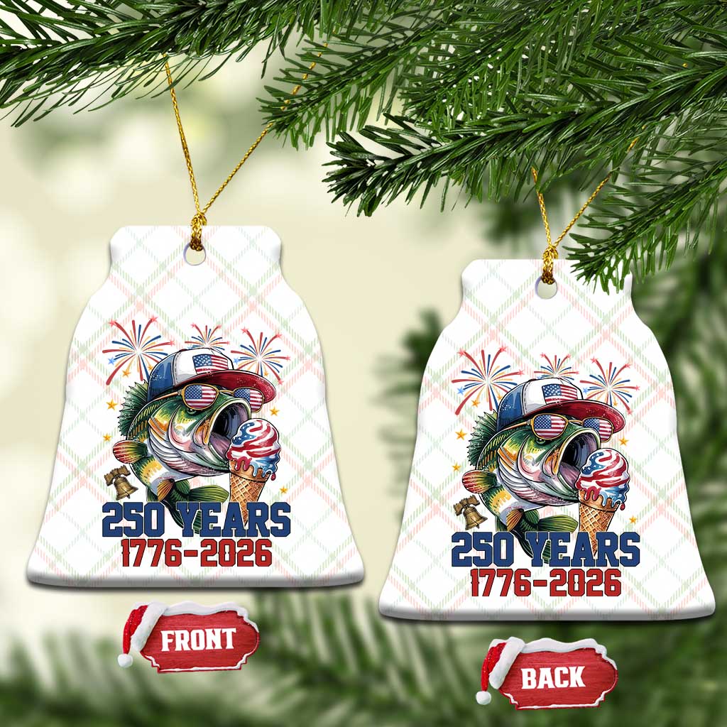 America 250th Fishing Ceramic Ornament Patriotic Bass Fish American Flag TS14 Print Your Wear