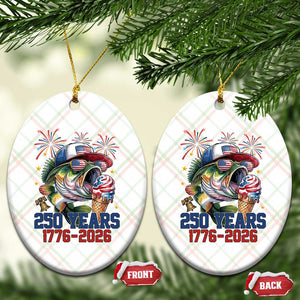 America 250th Fishing Ceramic Ornament Patriotic Bass Fish American Flag TS14 Print Your Wear