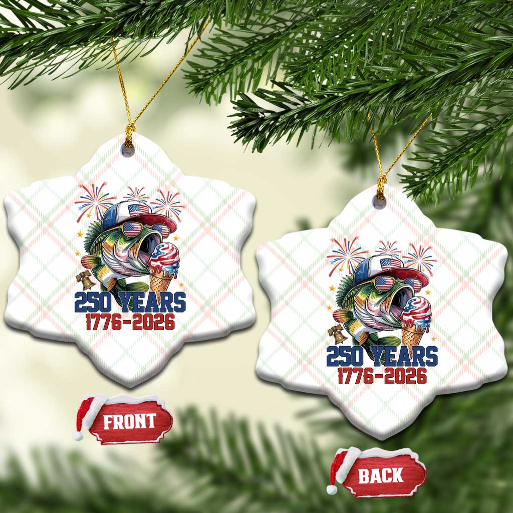 America 250th Fishing Ceramic Ornament Patriotic Bass Fish American Flag TS14 Print Your Wear