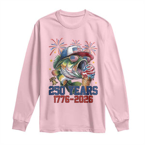America 250th Fishing Long Sleeve Shirt Patriotic Bass Fish American Flag TS14 Light Pink Print Your Wear