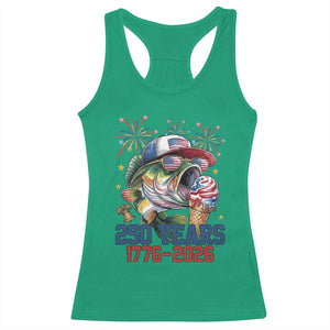 America 250th Fishing Racerback Tank Top Patriotic Bass Fish American Flag TS14 Irish Green Print Your Wear