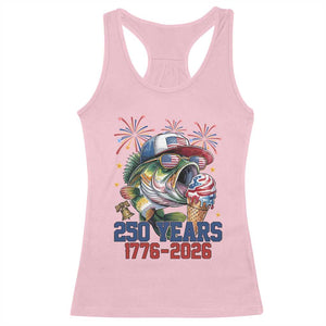 America 250th Fishing Racerback Tank Top Patriotic Bass Fish American Flag TS14 Light Pink Print Your Wear