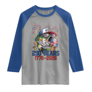 America 250th Fishing Raglan Shirt Patriotic Bass Fish American Flag TS14 Sport Gray Royal Print Your Wear
