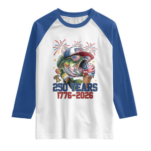 America 250th Fishing Raglan Shirt Patriotic Bass Fish American Flag TS14 White Royal Print Your Wear