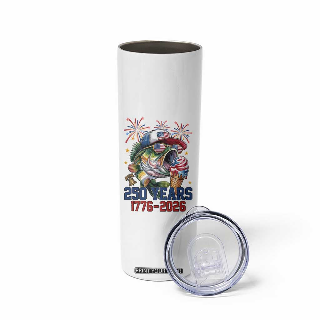 America 250th Fishing Skinny Tumbler Patriotic Bass Fish American Flag TS14 Print Your Wear