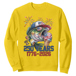 America 250th Fishing Sweatshirt Patriotic Bass Fish American Flag TS14 Daisy Print Your Wear