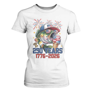 America 250th Fishing T Shirt For Women Patriotic Bass Fish American Flag TS14 White Print Your Wear