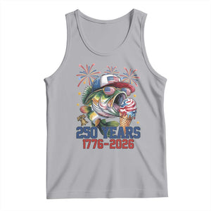 America 250th Fishing Tank Top Patriotic Bass Fish American Flag TS14 Athletic Heather Print Your Wear