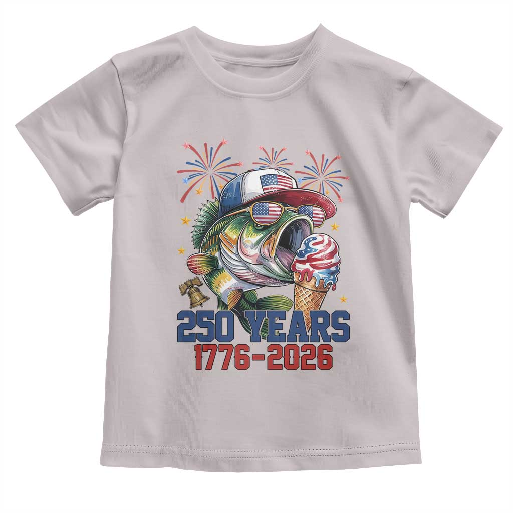 America 250th Fishing Toddler T Shirt Patriotic Bass Fish American Flag TS14 Ice Gray Print Your Wear