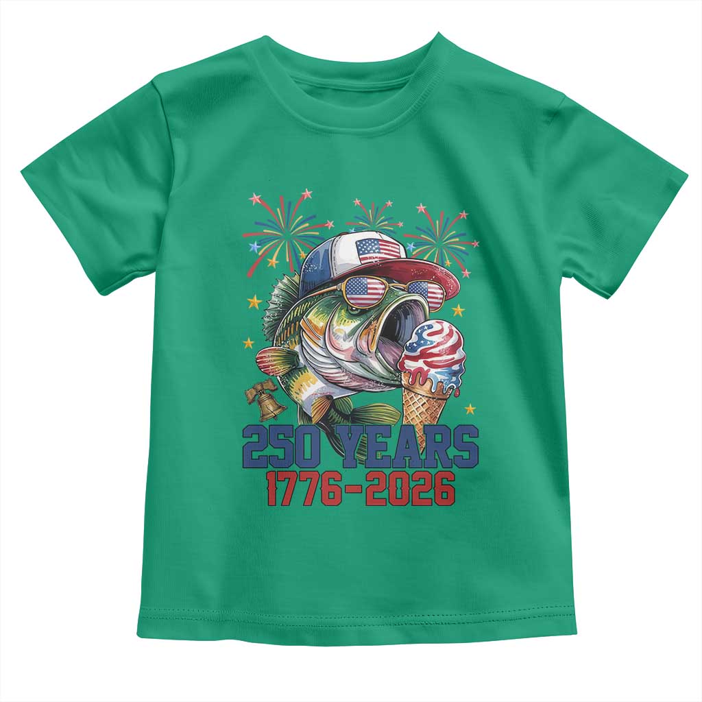 America 250th Fishing Toddler T Shirt Patriotic Bass Fish American Flag TS14 Irish Green Print Your Wear